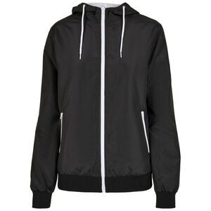 Build Your Brand Womens/Ladies Windrunner Recycled Jacket / Black/White